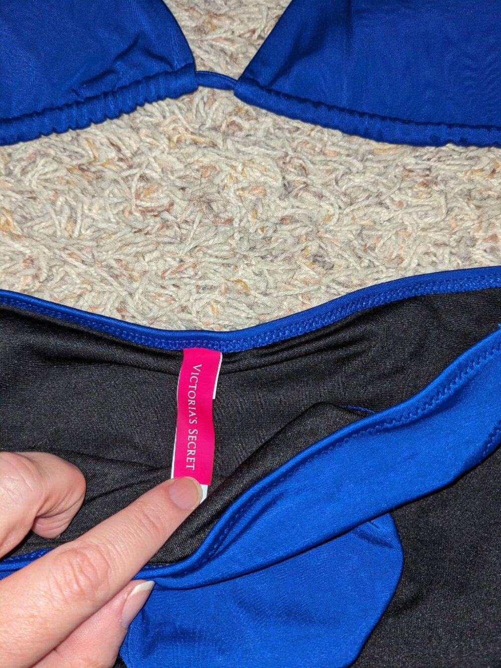 Victoria's Secret Swim Dark Blue String Bikini Sz L - Picture 4 of 4